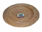 tray round with lip 33cm rattan